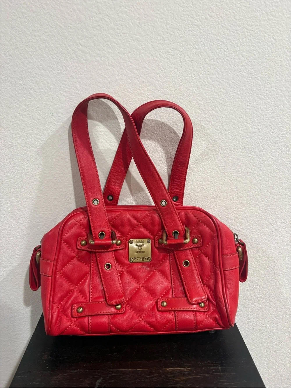 MCM Red Quilted Leather Bag AUTHENTIC